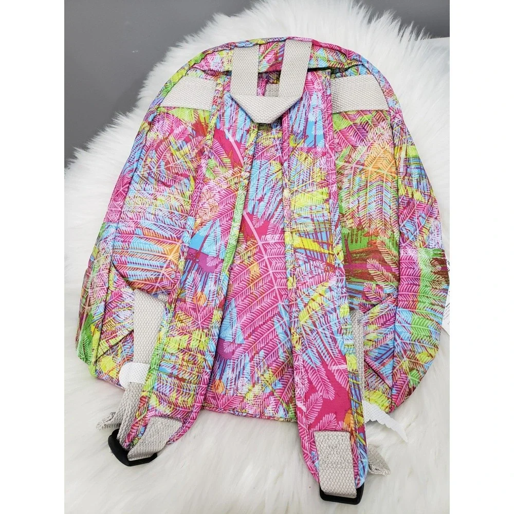 NEW KIPLING Nylon Challenger School Backpack PALM TREE TROPICAL PINK GIRL SCHOOL
